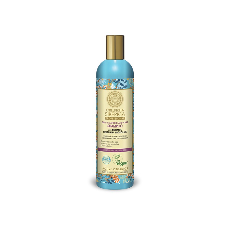 CHAMPÚ CON HIDROLATO DE ESPINO AMARILLO ORGÁNICO PARA CABELLO NORMAL Y GRASO, LIMPIEZA PROFUNDA Y CUIDADO, 400 ml