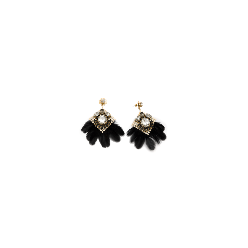 Pendientes plumas negras